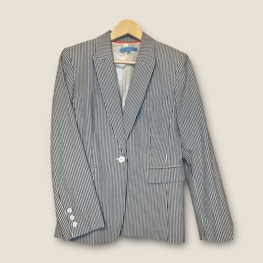 ANTONIO MELANI Blue and White Blazer Lightweight Tailored